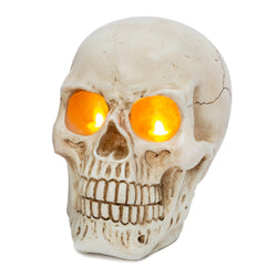 Spooky Lighted Resin Skull Creepy Halloween Decor, LED Candle