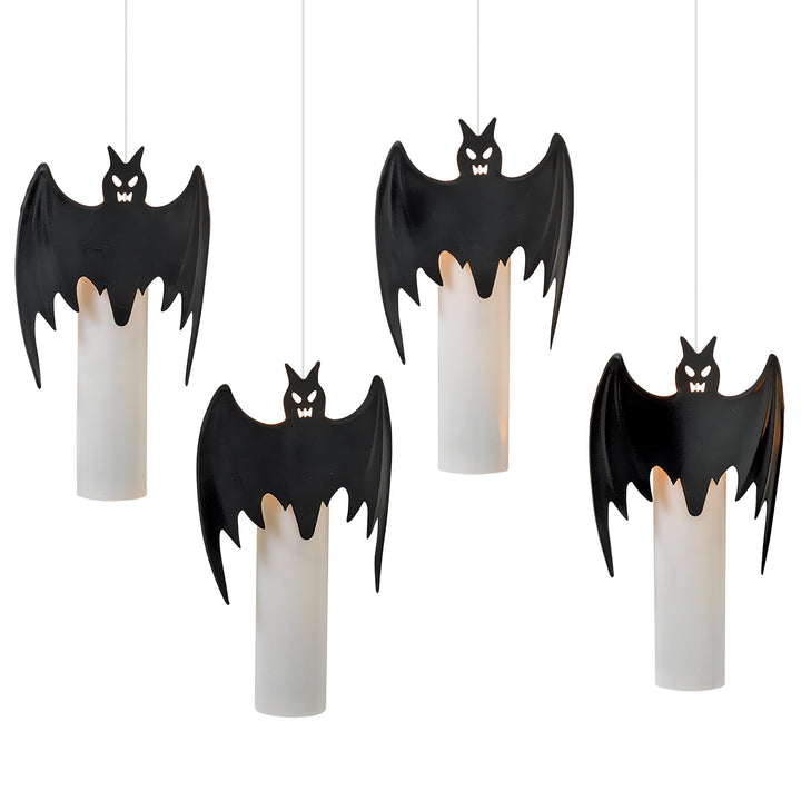 Set of 4 Floating Halloween Bat Candles with Remote, Timer