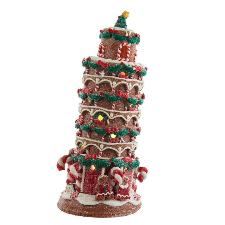 Kurt Adler 10-Inch Leaning Tower of Pisa with C7 Bulb Gingerbread House