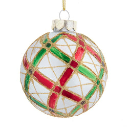 Kurt Adler 80MM Plaid Glass Ball Ornaments, 6-Piece Set