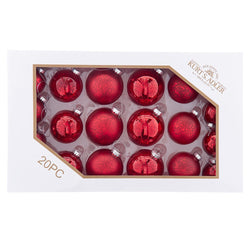 Kurt Adler 60-80 MM Glass Shiny and Matte Red Mercury Ball Ornaments, 20-Piece Set