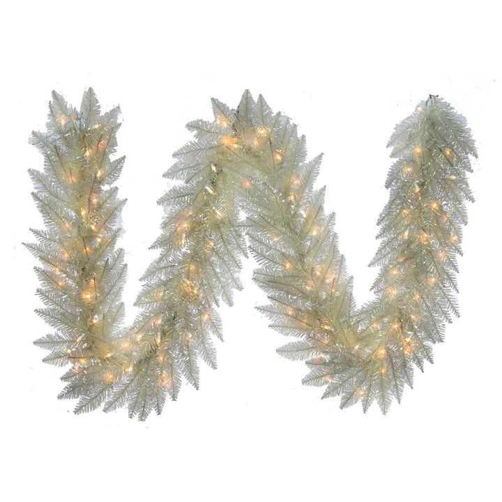 Kurt Adler 9-Foot Pre-Lit Clear Incandescent Iridescent Garland