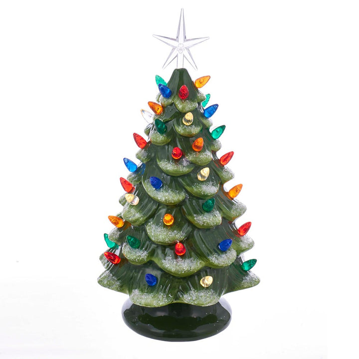 Kurt Adler 12.8-Inch Battery-Operated LED Ceramic Pink Christmas Tree Tabletop Décor