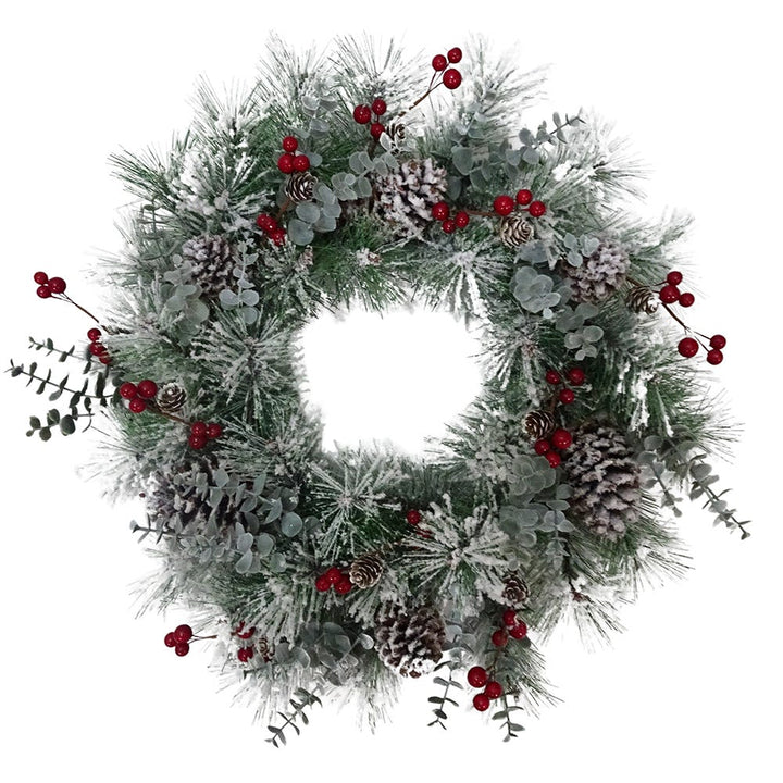 Kurt Adler 24-Inch Unlit Red Berries and Pinecone Wreath