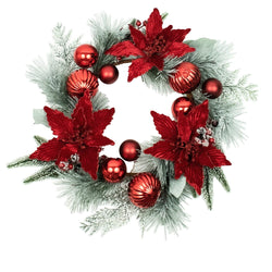 Kurt Adler 20-Inch Wreath with Red Berries and Poinsettia