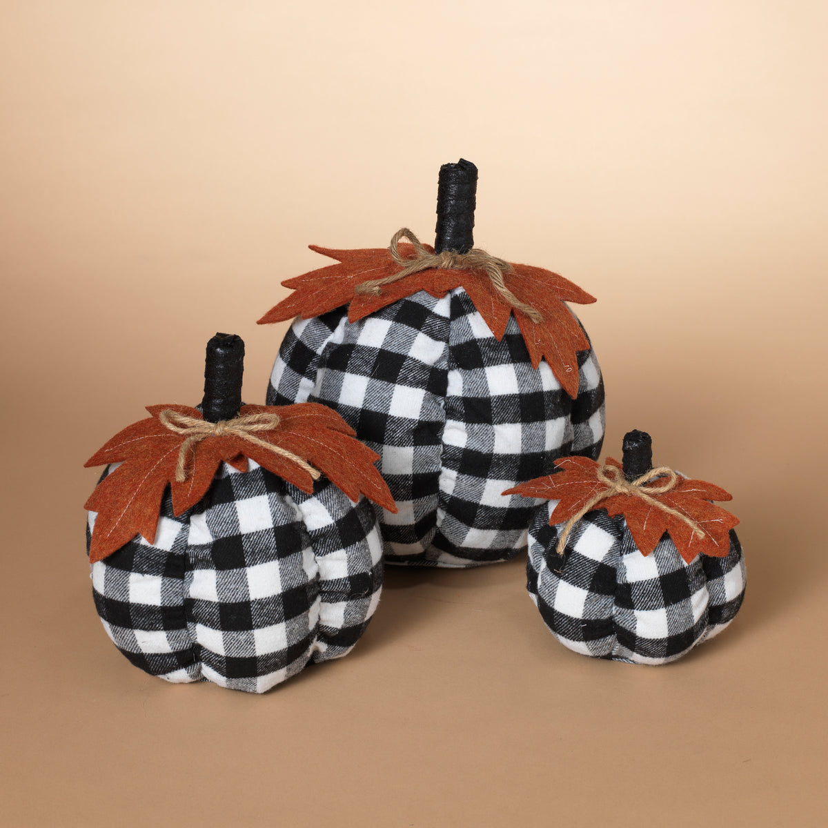 Set of 3 Assorted Sized Fabric Black and White Plaid  display picture 2