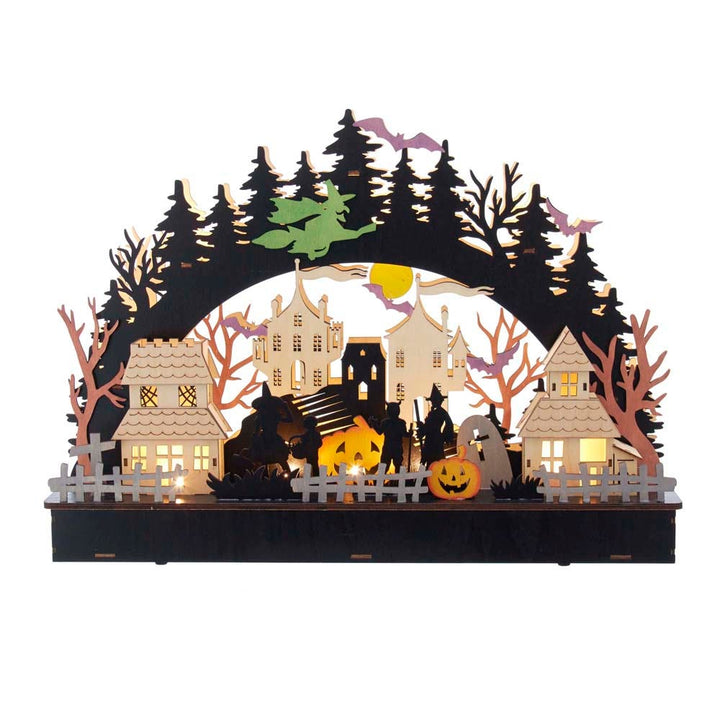 Kurt Adler Battery-Operated Lighted LED Wooden Halloween Village House