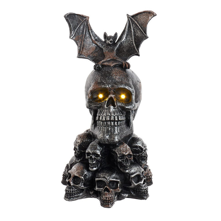 Kurt Adler 11.5-Inch Battery-Operated Bat On Skull Table Piece