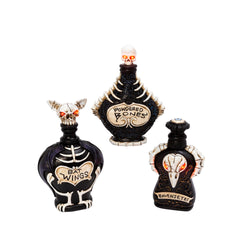 Set of 3 Battery Operated lighted resin Halloween potion bottles