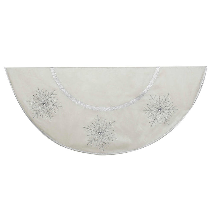 Kurt Adler 54-Inch Ivory Tree skirt with Crystal Lace Snowflakes