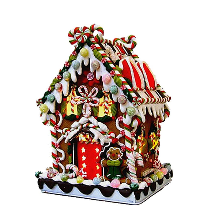 Kurt Adler 8 5/8-Inch Claydough and Metal Candy House with C7 UL Lighted Decorations