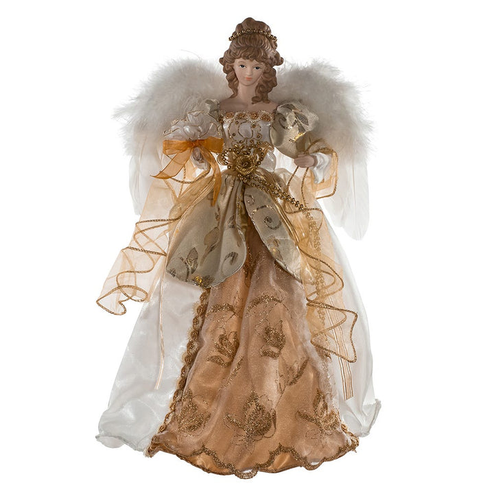 Kurt Adler 17-Inch Ivory and Gold Angel Treetop