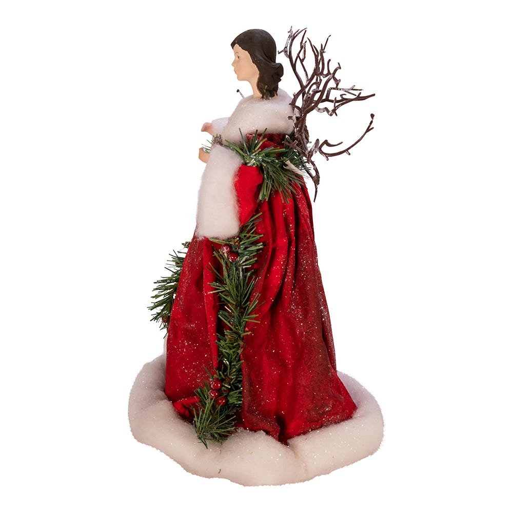 Kurt Adler 14 in. Fabric Mache Red Angel Tree Topper