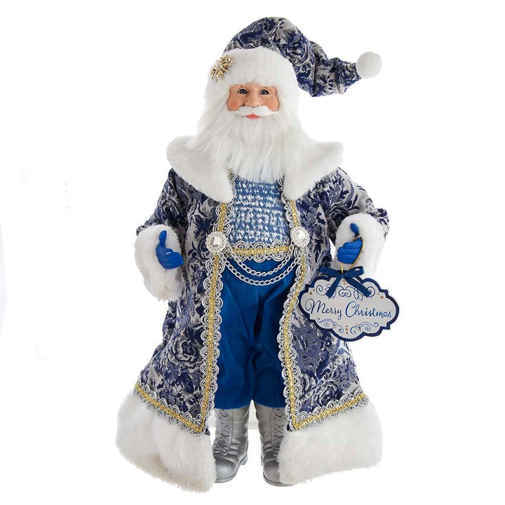 Kurt Adler 18-Inch Blue Santa Holding Oversized "Merry Christmas" Sign Table Piece