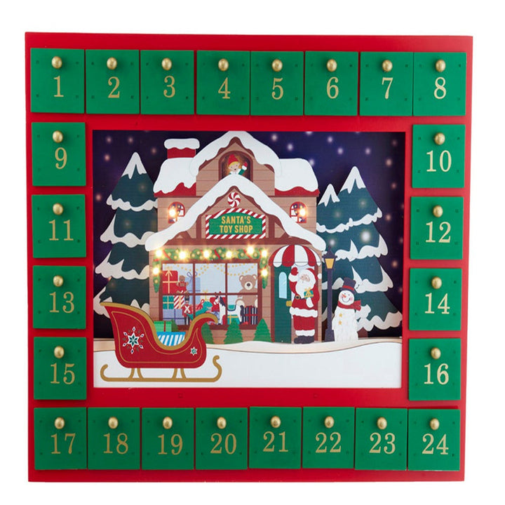 Kurt Adler 14.3-Inch Battery-Operated Santa Toy Shop Advent Calendar