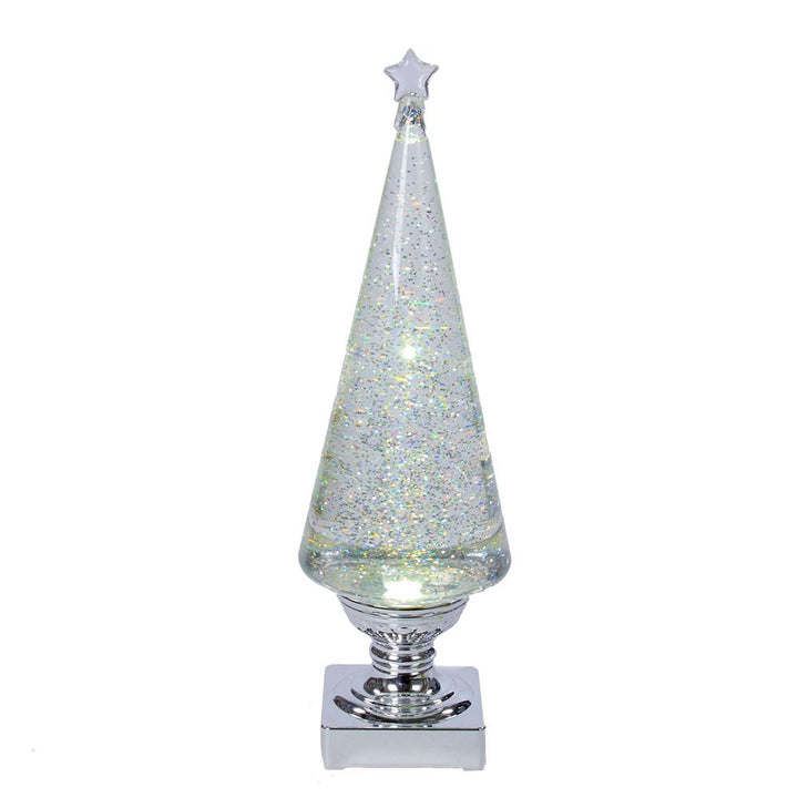 Kurt Adler 14-Inch Battery-Operated Clear and Silver Lava Light Tree