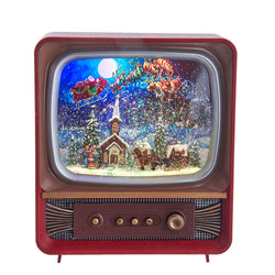 Kurt Adler 10-Inch Battery-Operated Musical Water Santa TV Lantern