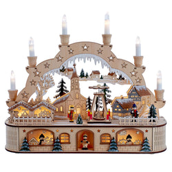 Kurt Adler 14.17-Inch Wooden Light-Up Musical Santa Christmas Village