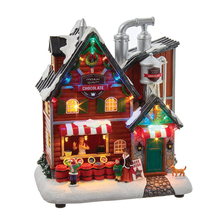 Kurt Adler 10.63-Inch Battery-Operated Light Up Musical Chocolate Factory