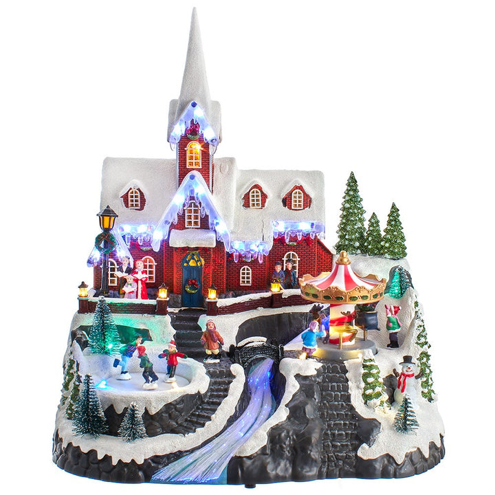 Kurt Adler 15-Inch Lighted Musical Church Christmas Village