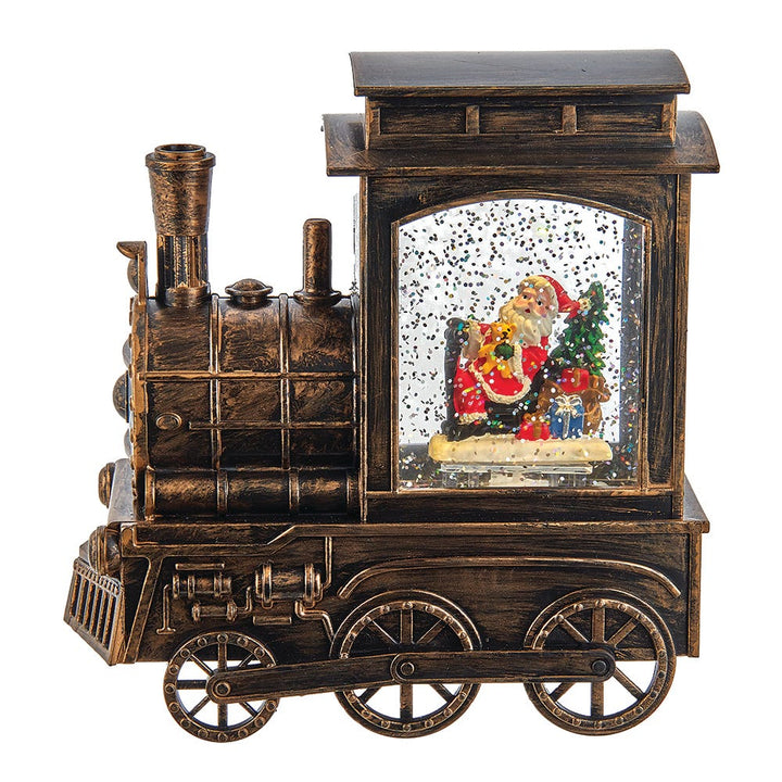Kurt Adler 7-Inch Battery-Operated Musical with Light Santa Water Train and Projector