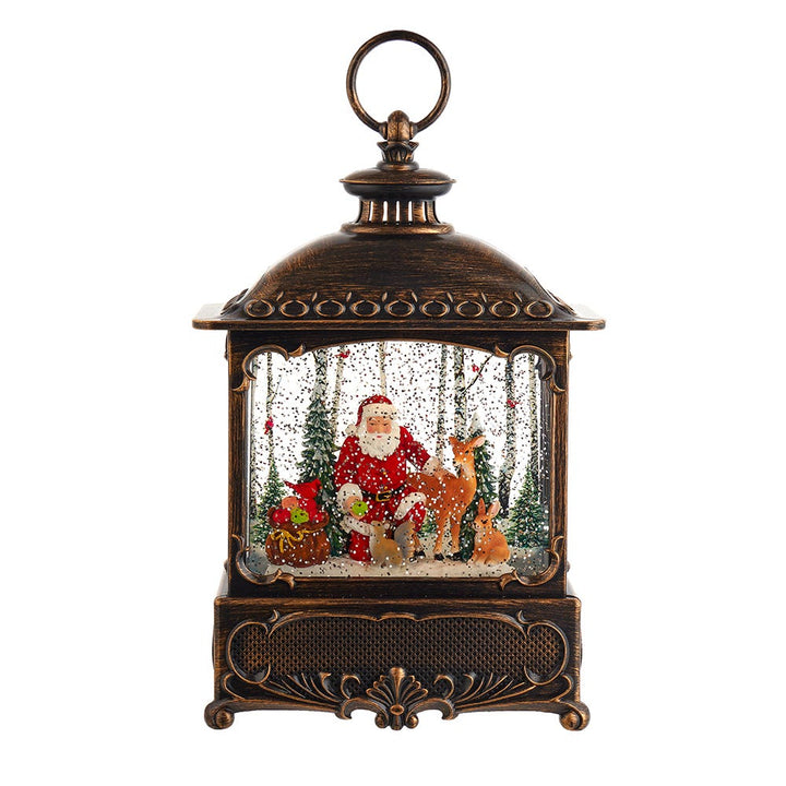 Kurt Adler 12-Inch Battery Operated Warm White LED Lighted Santa With Animals Lantern