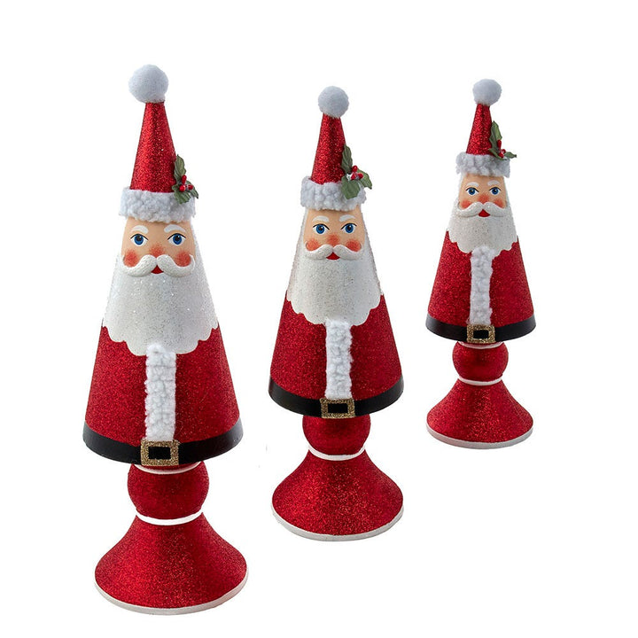 Kurt Adler 10-14-Inch Wooden Santa Tree Table Pieces, 3 Piece Set