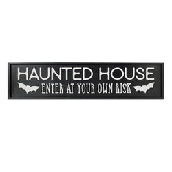 Haunted House Wooden Spooky Halloween Decor Wall Sign, 48 in.