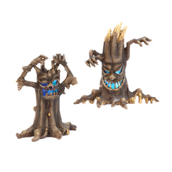 Set of 2 Lighted Spooky Halloween Haunted Tree Creepy Figurine