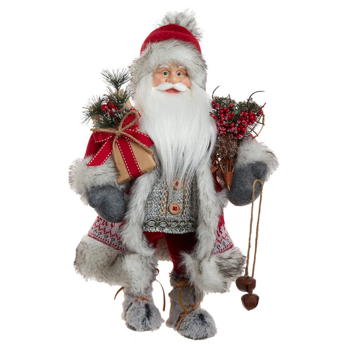 Kurt Adler 18-Inch Red and White Santa With Gift Box and Bells