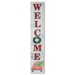 Christmas Holiday Porch Sign with Red Antique Truck and Wreath