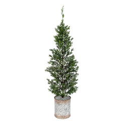 35-in H Snowy Pine Tree in Tin Pot