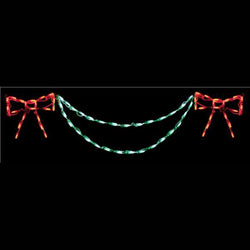 LED BOW WITH GARLAND END PIECE (RED/GREEN) #LED-BAN54