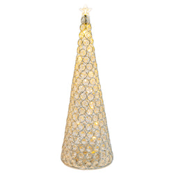 Elegant Glam Holiday Silver Lighted Jewel Cone Christmas Tree