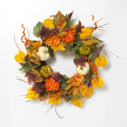 26-Inch Diameter Harvest Wreath with Pumpkin and Berry Accents