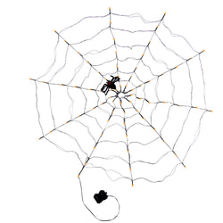 48 in Spooky Lighted Spider Web with Orange micro LED lights