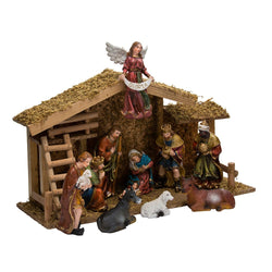 Kurt Adler 12-Piece Nativity Set with Wooden Stable