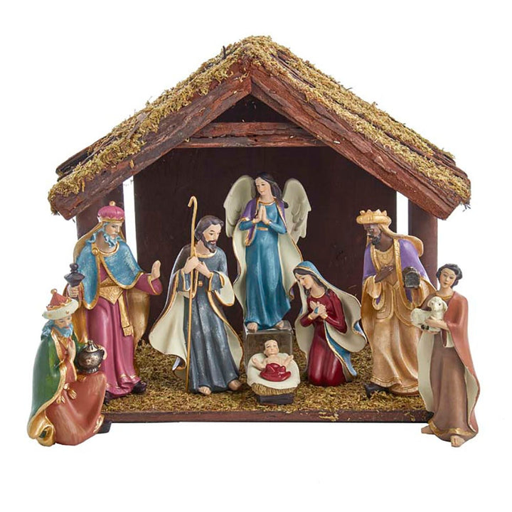 Kurt Adler 6.25-Inch Nativity Set with 11-Inch Stable, 8 Piece Set