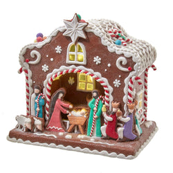 Kurt Adler 12.5-Inch Battery-Operated Light Up Nativity Gingerbread House