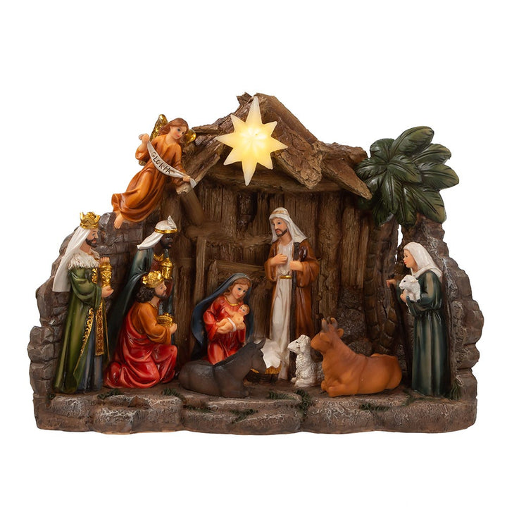 Kurt Adler 10.4-Inch Battery Operated Light-Up Nativity Table Piece