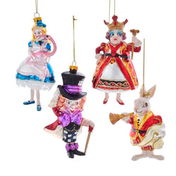 Kurt Adler 5-5.5-Inch Noble Gems Alice in Wonderland 4-Piece Ornament set