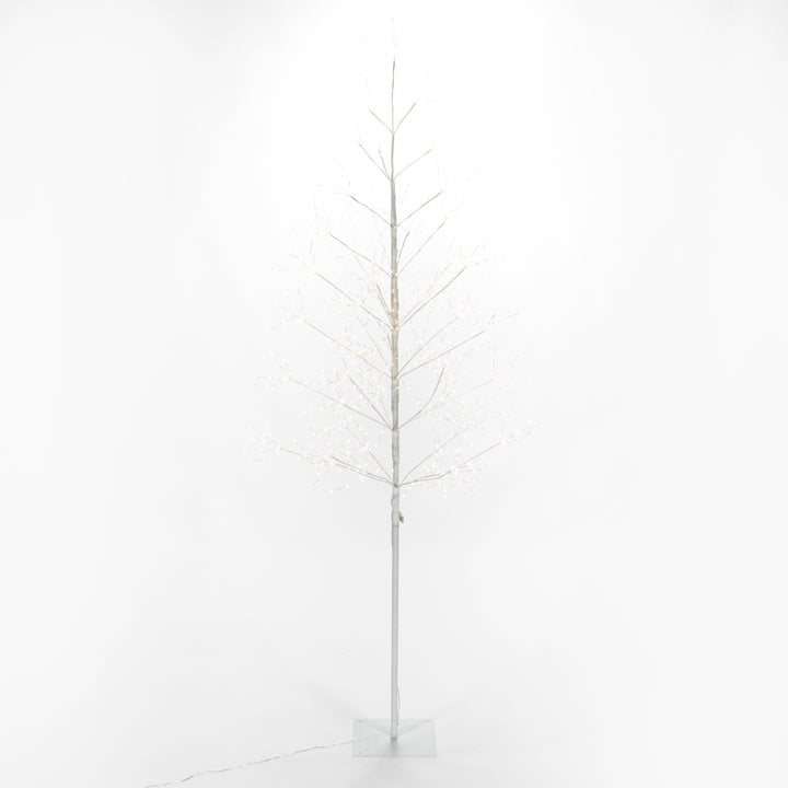 7 Foot Tall White Glowing Lighted Tree, Micro LEDs