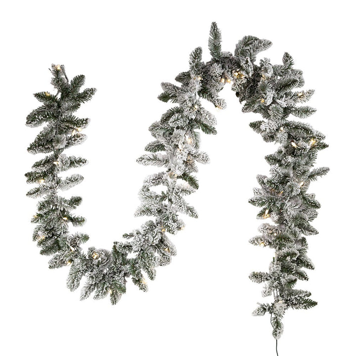 Kurt Adler 9-Foot Pre-Lit Warm White LED Snow Pine Garland