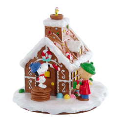 Kurt Adler Battery-Operated Peanuts LED Gingerbread House Table Piece