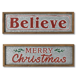 Galvanized Metal Christmas Holiday Signs, Farmhouse Decor