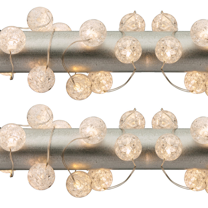 Set of 2 Crackle Bead String Lights, Warm White LED with Timer