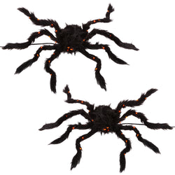 Set of 2 Light Up Halloween Spiders with Purple Micro LEDs