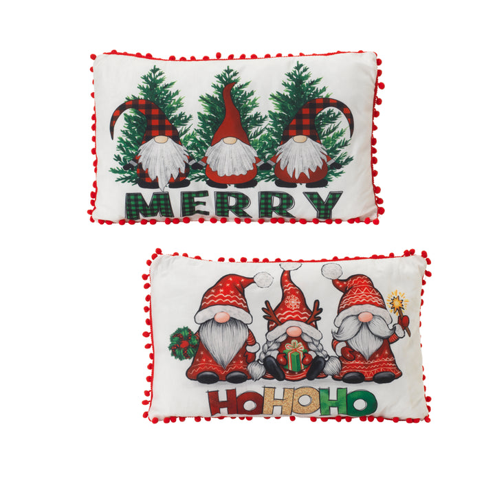 Set of 2 Christmas Holiday Gnome Throw Pillow Decor