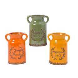 Set of 3 Assorted Ceramic Harvest Vases