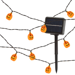 Solar Powered Jack o Lantern Pumpkin Light String, 5 ft